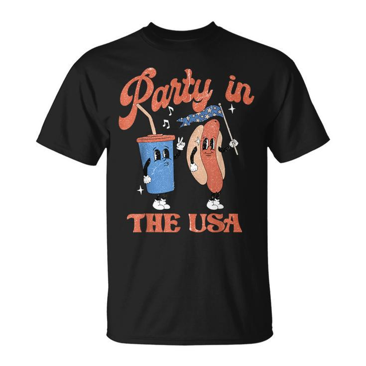 Vintage Party In Usa The 4Th Of July Hot Dog T-Shirt