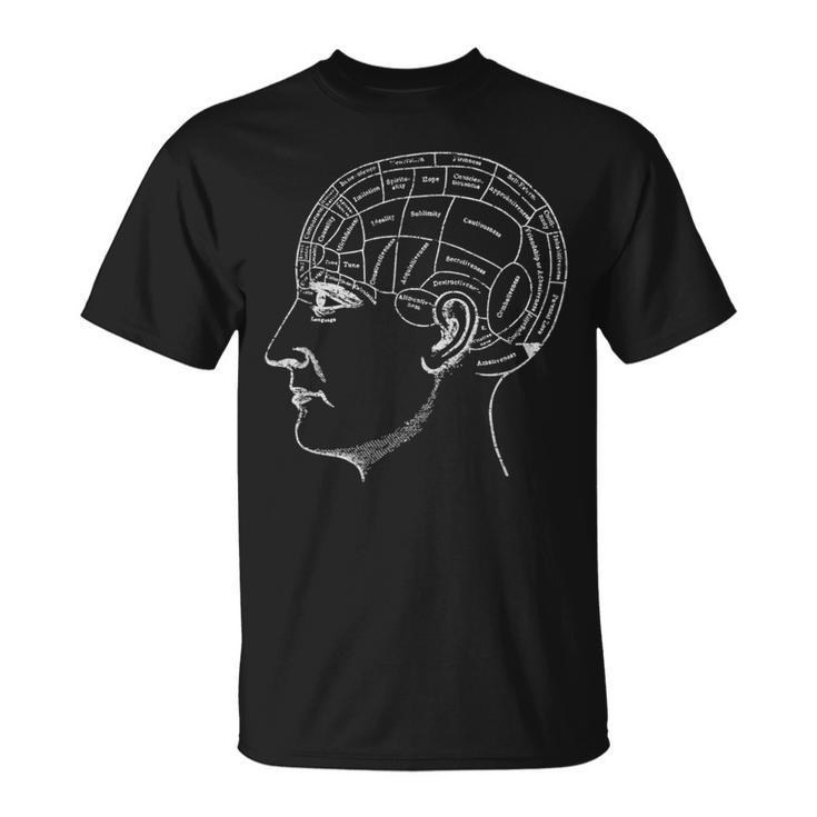 Vintage Phrenology Anatomy Psychology Brain T-Shirt