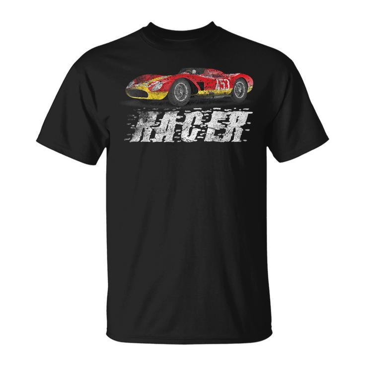 Vintage Racer Speed King Racing Car Silhouette T-Shirt
