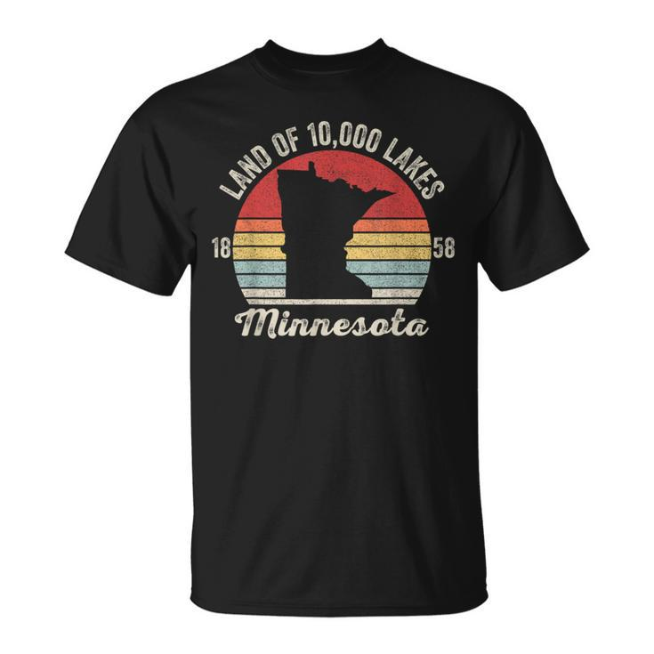 Vintage Retro Land Of 10000 Lakes 1858 Minnesota T-Shirt