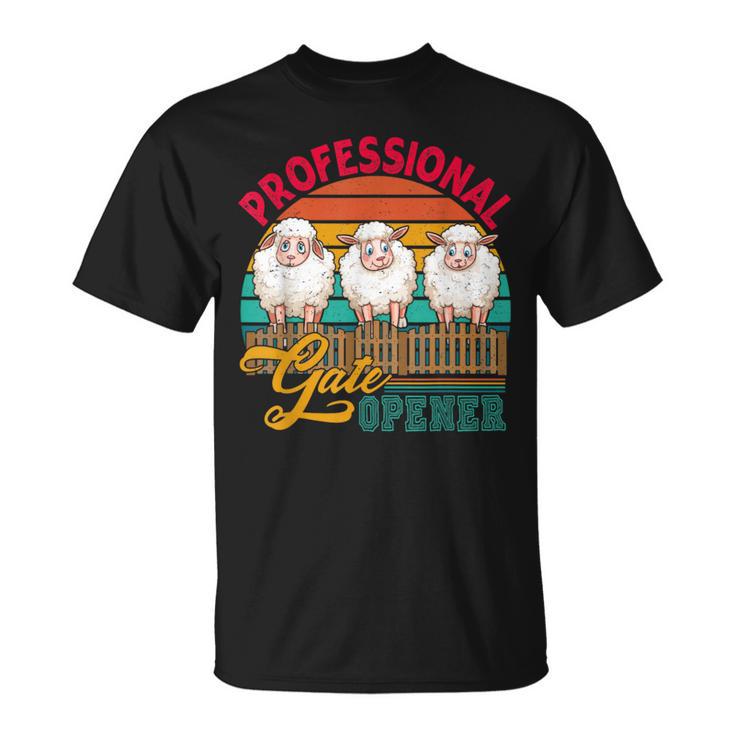 Vintage Retro Professional Gate Opener Three Sheep Farmer T-Shirt