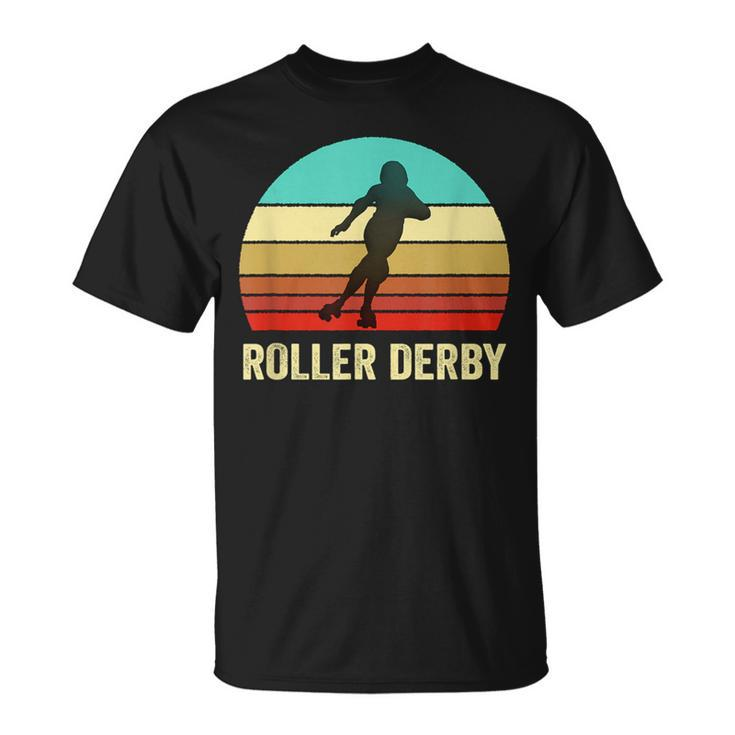 Vintage Retro Style Sunset Roller Derby T-Shirt