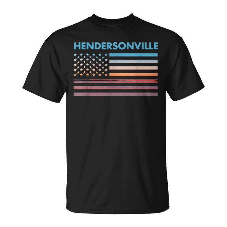Vintage Sunset American Flag Hendersonville North Carolina T-Shirt