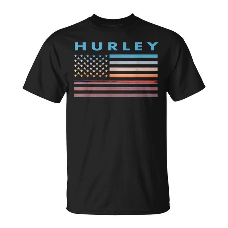 Vintage Sunset American Flag Hurley Virginia T-Shirt