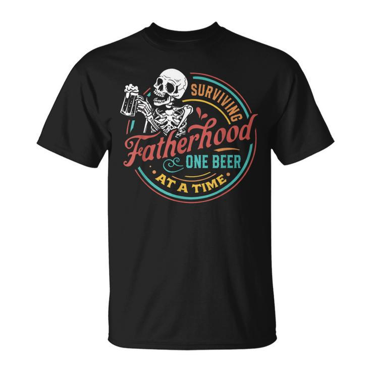 Vintage Surviving Fatherhood One Beer At A Time T-Shirt