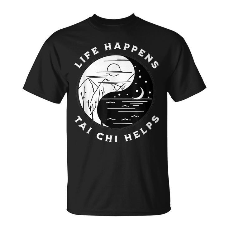 Vintage Tai Chi Life Happens Tai Chi Helps Day Night T-Shirt