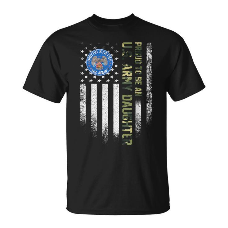 Vintage Usa American Flag Proud To Be An Us Army Daughter T-Shirt