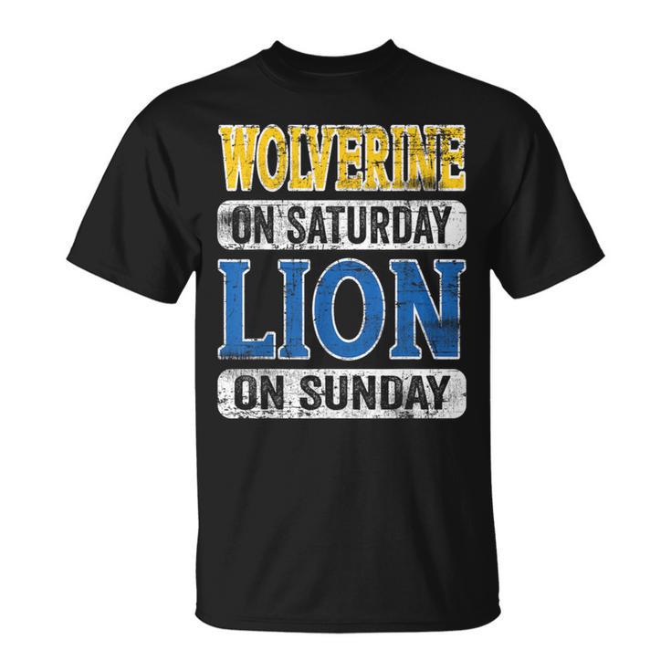 Vintage Wolverine On Saturday Lion On Sunday T-Shirt