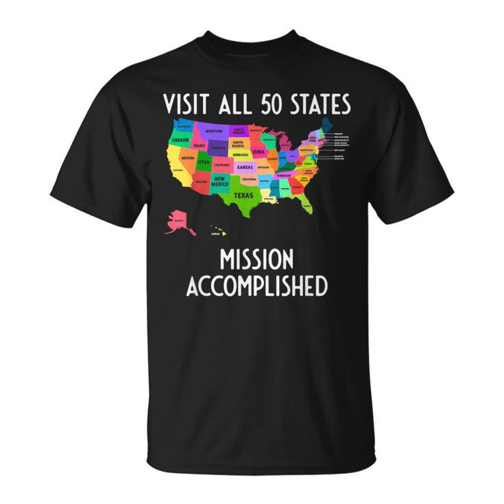 Visit All 50 States Map Usa Travel T-Shirt