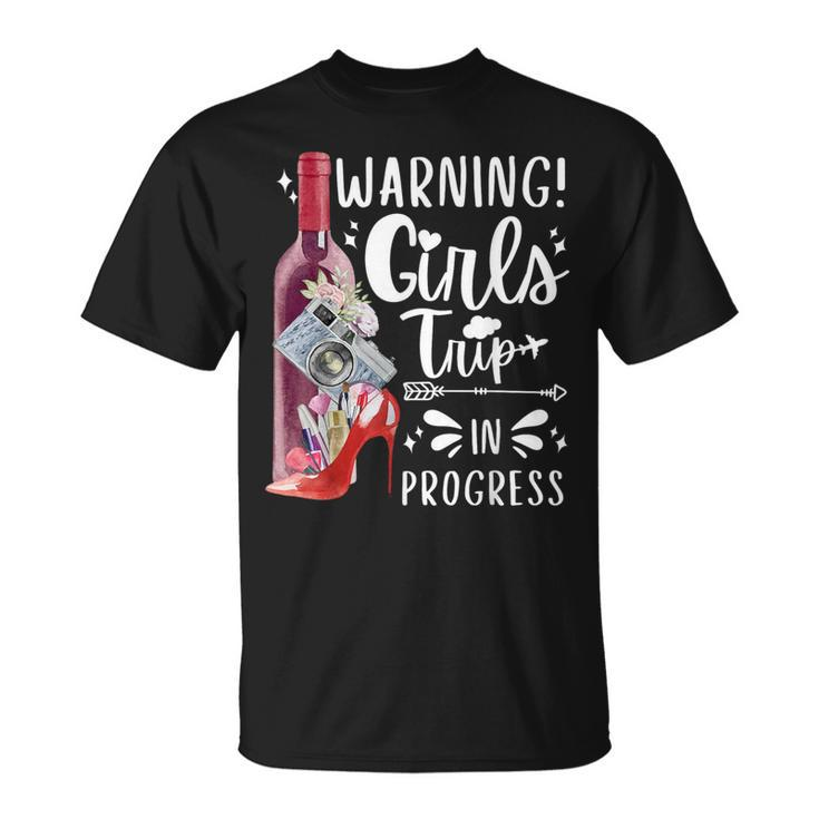 Warning Girls Trip In Progress 2024 Matching Vacation Squad T-Shirt