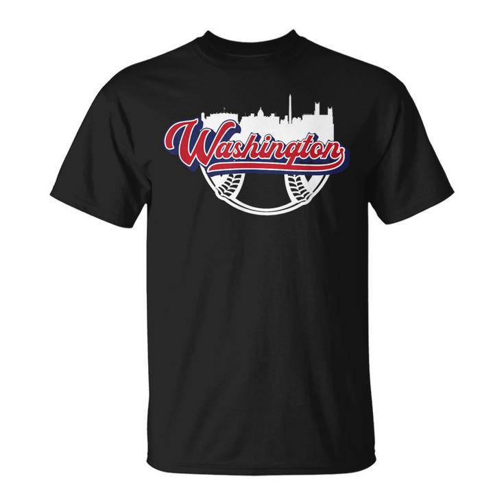 Washington Dc Baseball Downtown City Skyline Fan T-Shirt