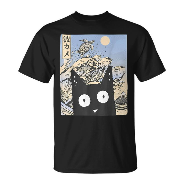 Wave Kawaii Cat Japanese Vintage Aesthetic Altcute Anime T-Shirt