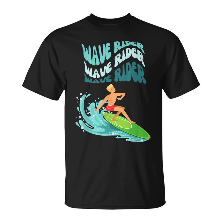 Wave Rider Surf Beach Day Hippie Wavey Retro 70S Surfer Boy T-Shirt