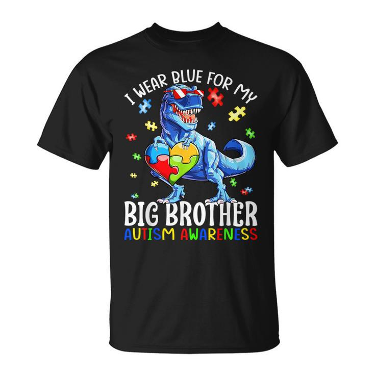 I Wear Blue For My Big Brother Dinosaur Autism Awareness T-Shirt