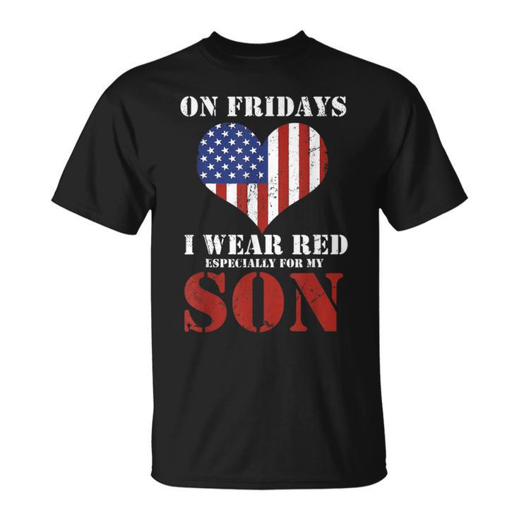 I Wear Red For My Son Perfect For A American Flag Military T-Shirt