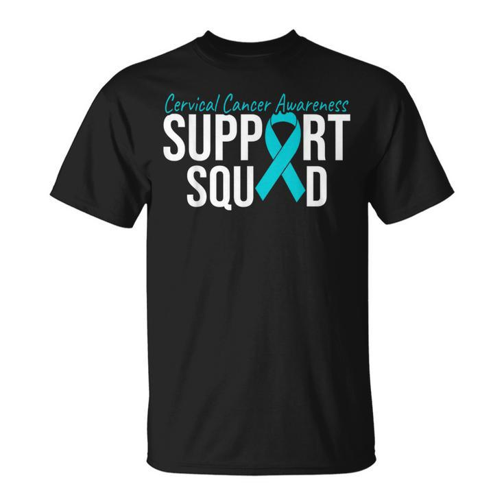We Wear Teal And White Cervical Cancer Support Squad T-Shirt