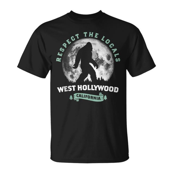 West Hollywood California Bigfoot Night Walk Retro T-Shirt