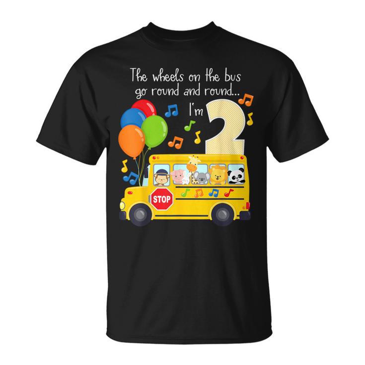 The Wheels On The Bus 2Nd Birthday 2 Yrs Old Family Matching T-Shirt