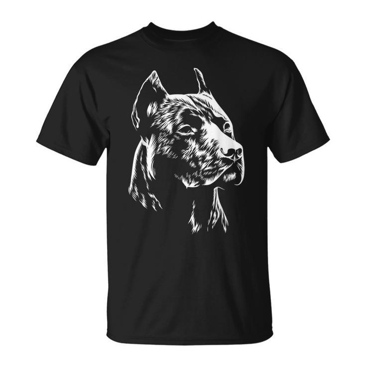 White Portrait American Pitbull Terrier T-Shirt