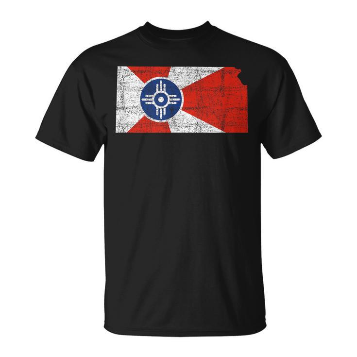 Wichita Kansas Flag Distressed Wichita Kansas T-Shirt