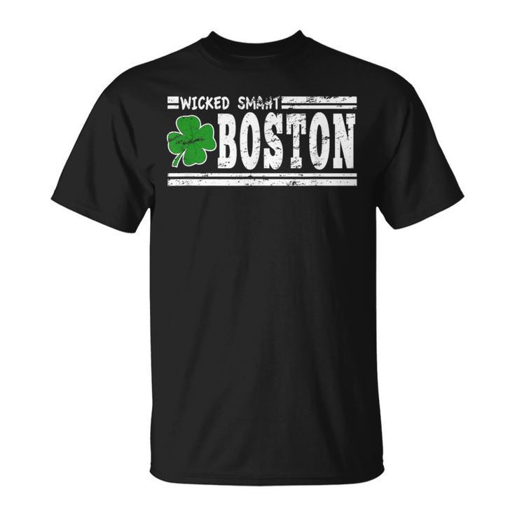 Wicked Smaht Boston Massachusetts Accent Smart Ma Distressed T-Shirt