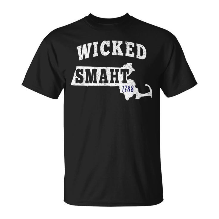 Wicked Smaht Boston Massachusetts Ma Vintage Distressed T-Shirt