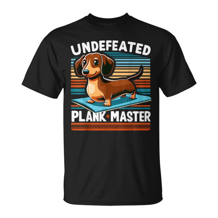 Wiener Dog Sports Lover Undefeated Plank Master Dachshund T-Shirt