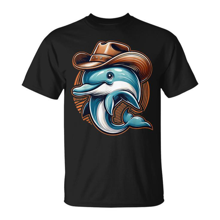Wild Western Howdy Dolphin Sea Ocean Animal Lover Cowboy Hat T-Shirt