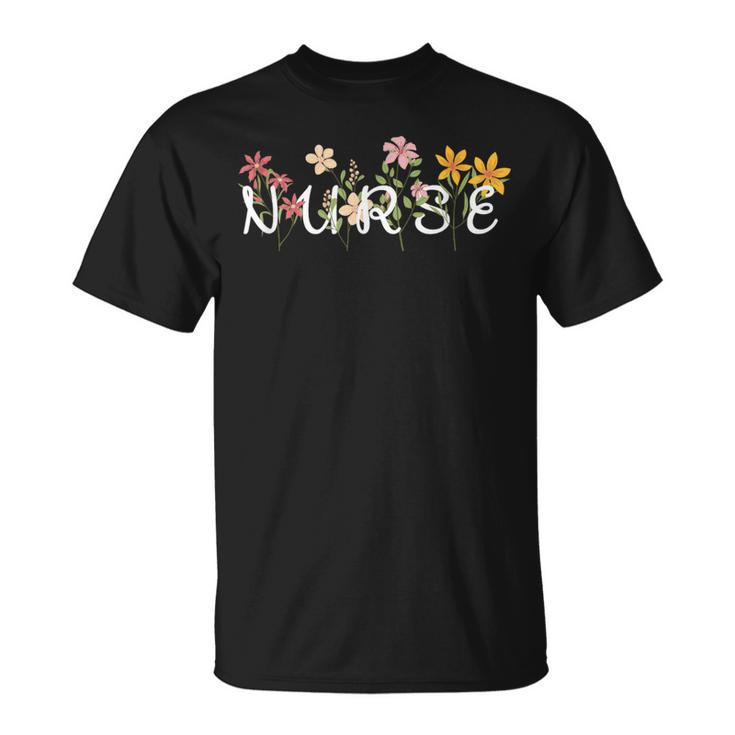 Wildflowers Nurse Student School Appreciation Registered Rn T-Shirt