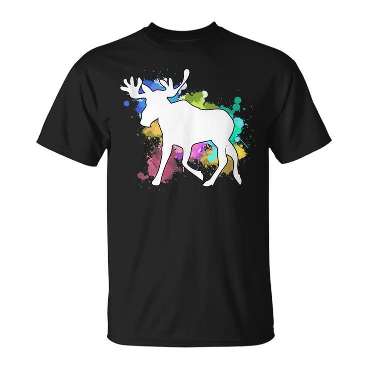 Wildlife Moose Canada Forest Animal Elk Colorful Moose T-Shirt