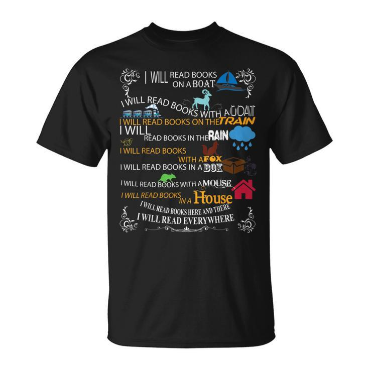 I Will Read Books On A Boat & Everywhere Reading T-Shirt