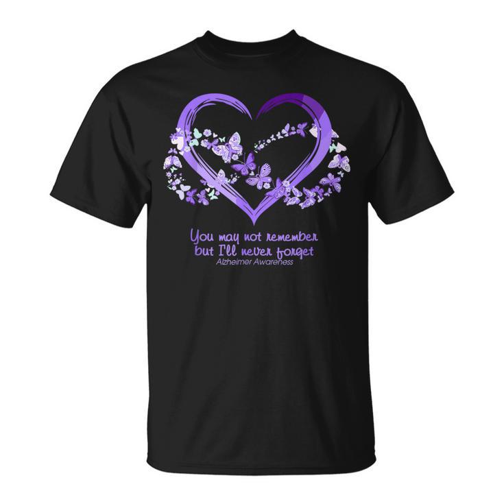 I Will Remember For You Butterfly Alzheimer's Awareness T-Shirt