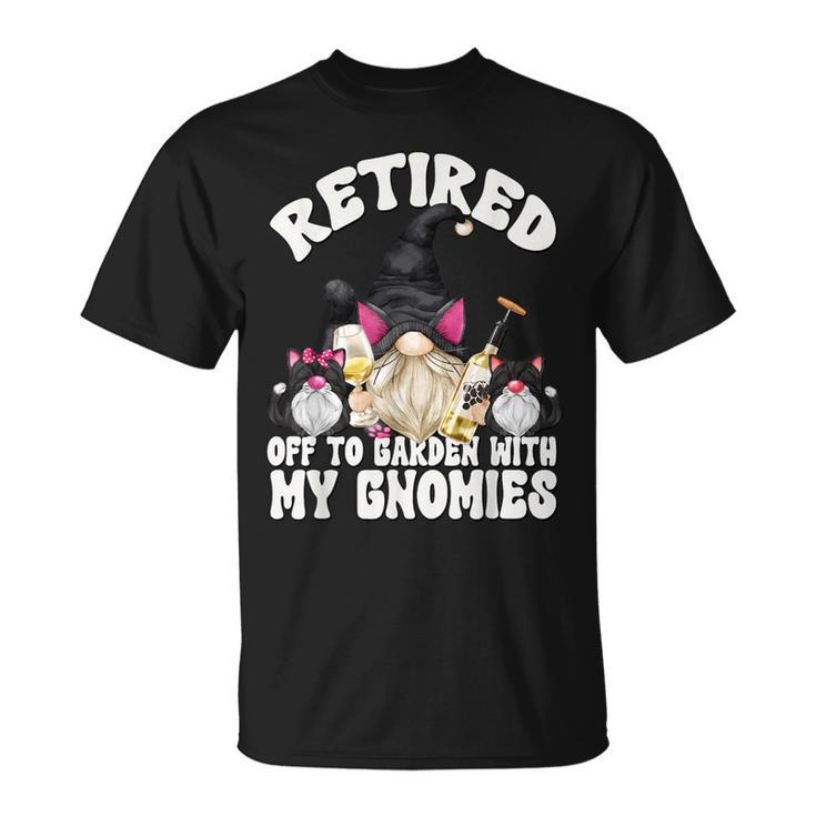 Wine And Cat Grandpa Retirement Gnome For Retired Dad T-Shirt