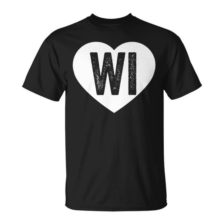 Wisconsin Heart Hometown State Pride Midwest Love T-Shirt