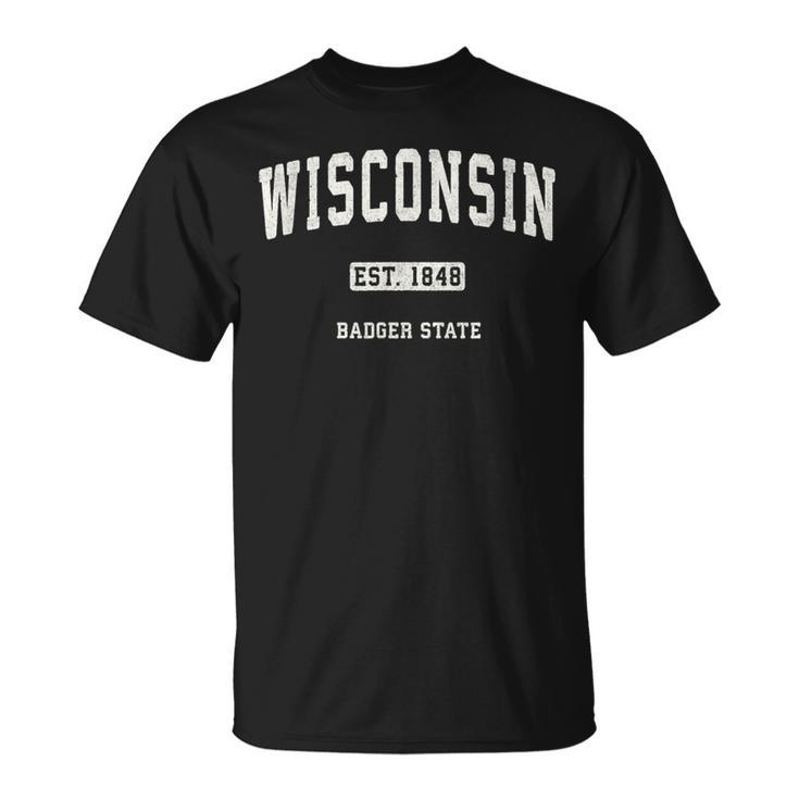 Wisconsin Wi Vintage Sports Retro Varsity T-Shirt