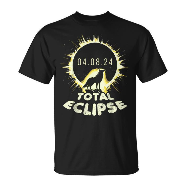 Wolf Fans Totality Solar Total Moon Eclipse 2024 Spring Men T-Shirt