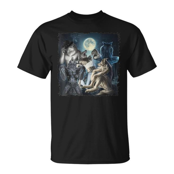Wolf Ripping Werewolf Alpha Wolf Oddly Meme T-Shirt