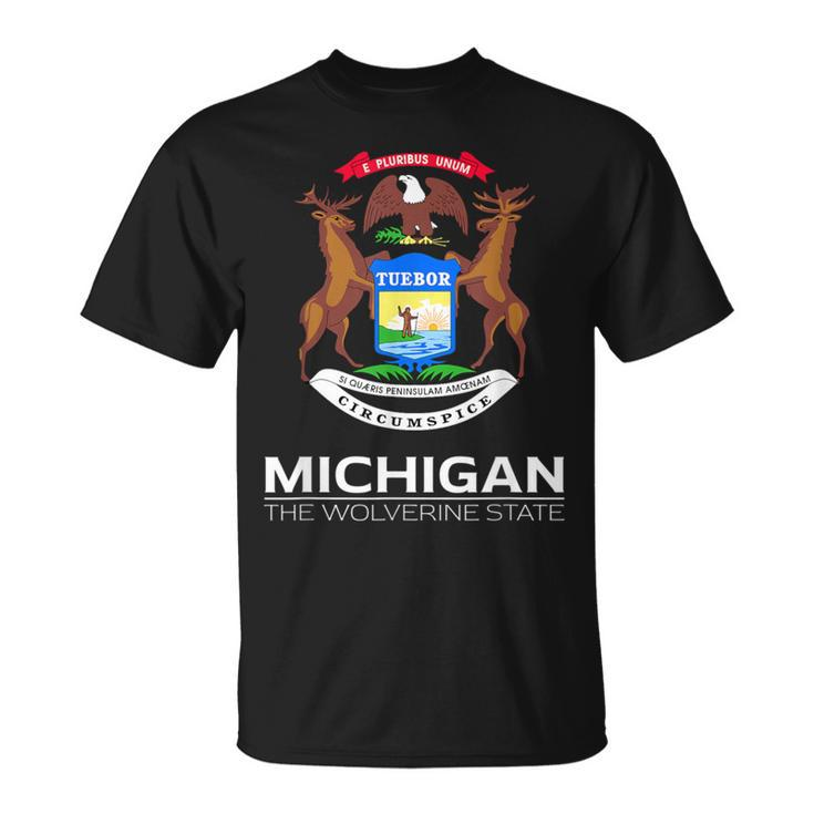 The Wolverine State Michigan Flag Detroit Great Lakes T-Shirt