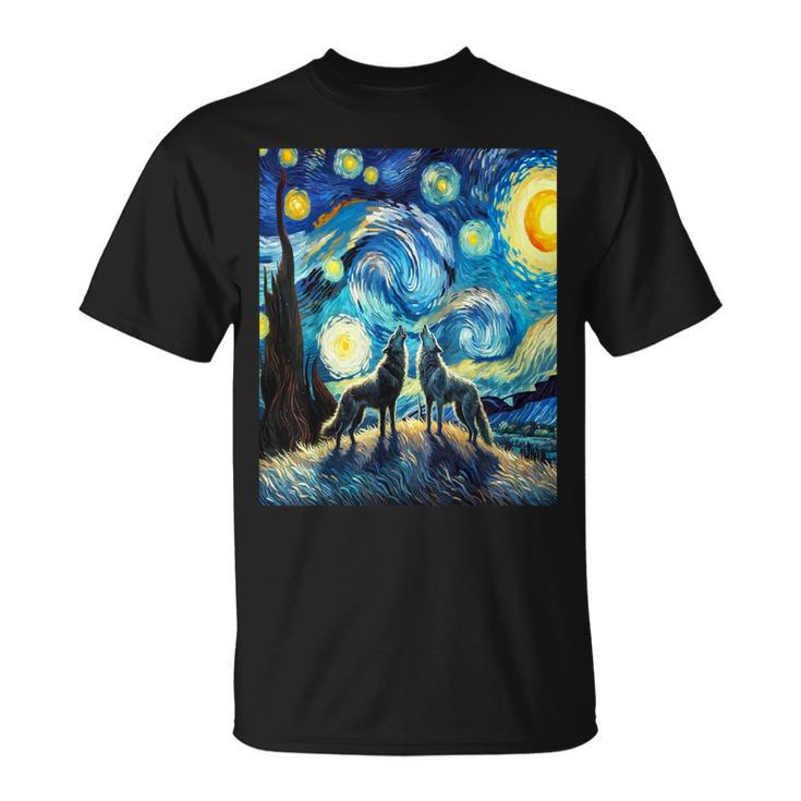 Wolves Howling At The Starry Moon T-Shirt