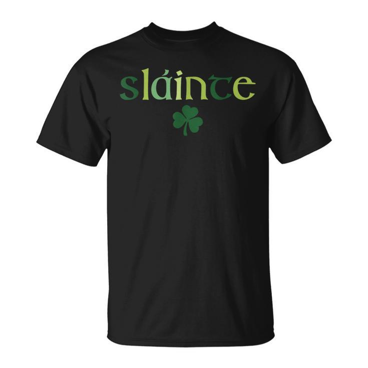 Women's Slainte St Patrick's Day Irish Clover Lucky Vibes T-Shirt