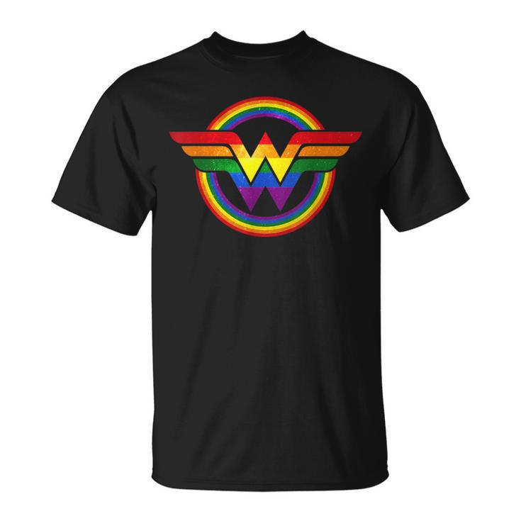 Wonder Pride Gay Hero Proud Ally Lgbtq Rainbow Flag T-Shirt