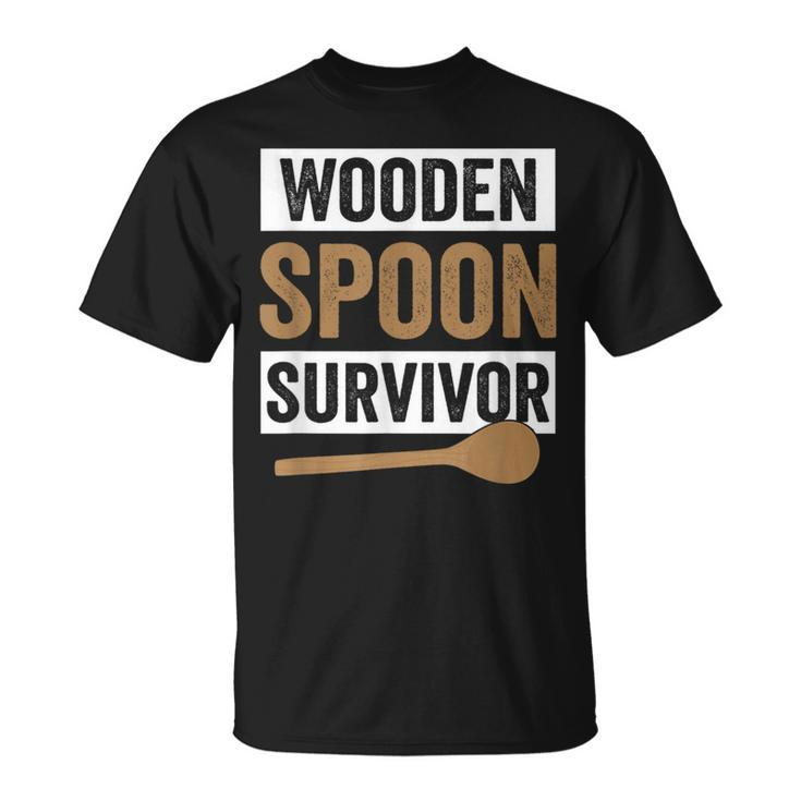 Wooden Spoon Survivor Vintage Humor Discipline Quote T-Shirt