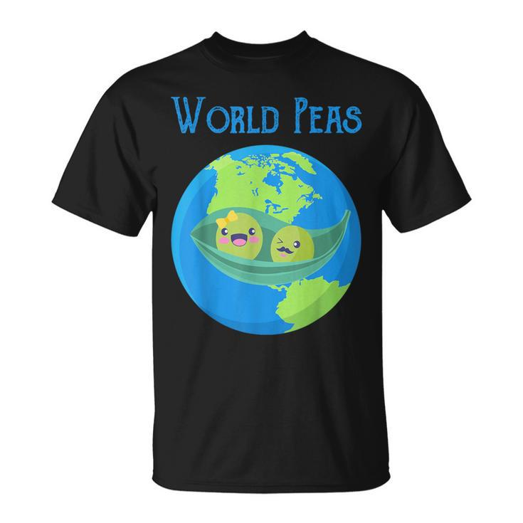 World Peas Peace Give Peas A Chance T Earth Day T-Shirt