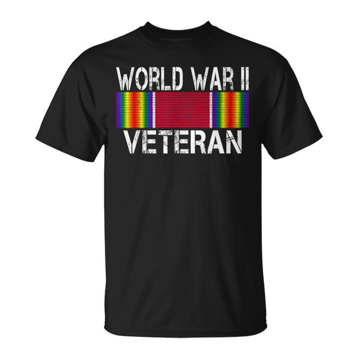 World War Ii Veteran Us Military Service Vet Victory Ribbon T-Shirt