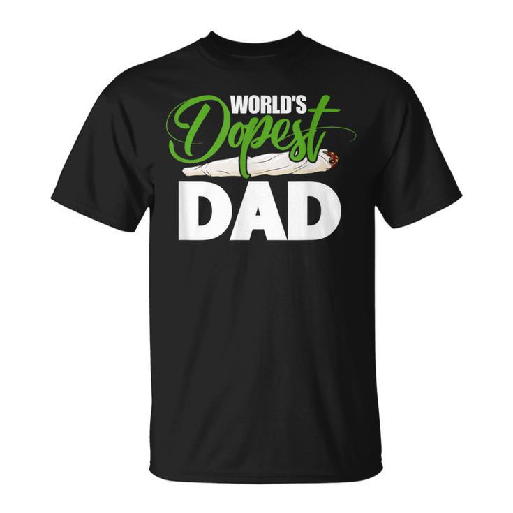 World's Dopest Dad Cannabis Marijuana Weed Fathers Day T-Shirt