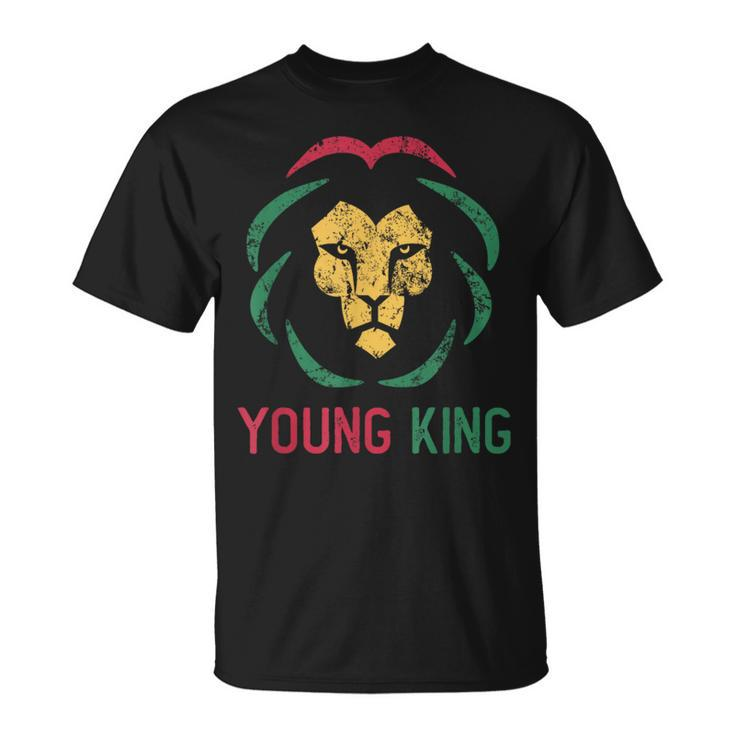 Young King African Lion Boy Black History Month African Boys T-Shirt