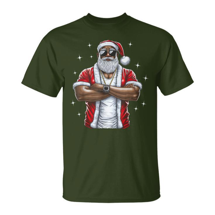 African American Santa Christmas Pajama Cool Black X-Mas T-Shirt