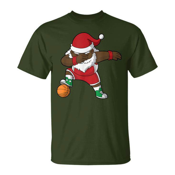 Basketball Dabbing Black African American Santa Claus T-Shirt