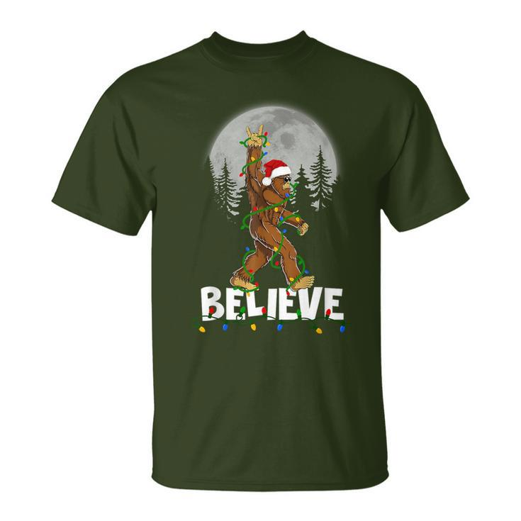 Bigfoot Rock Roll Sasquatch Christmas Believe T-Shirt