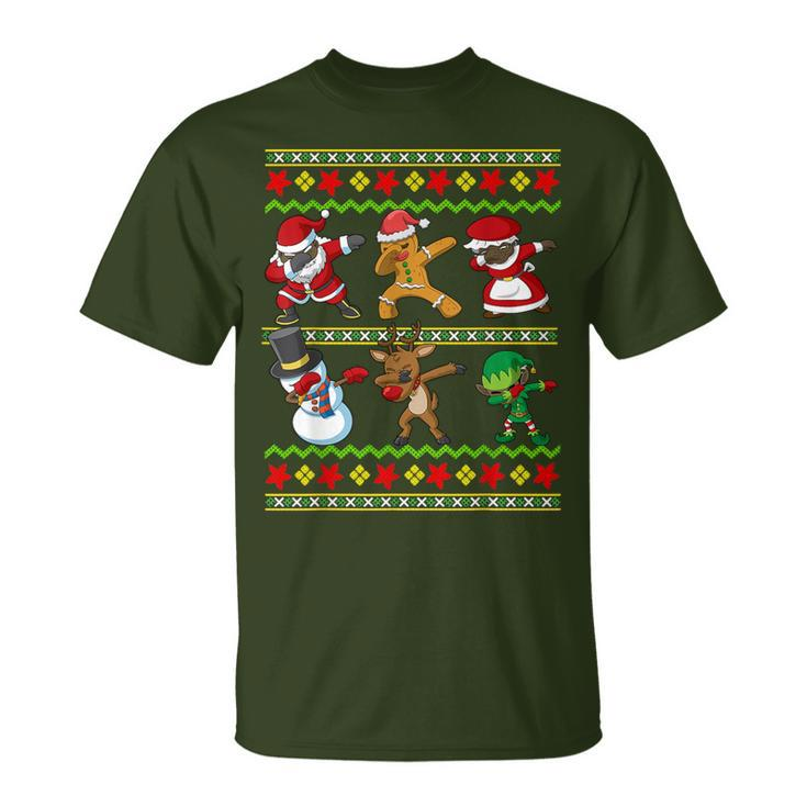 Black African American Squad Santa Claus Mrs Claus Christmas T-Shirt